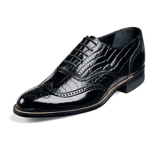 Stacy Adams Dayton 3 Eye Alligator Wing Tip-Black - image 