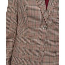 Womens Tommy Hilfiger Long Puff Sleeve One Button Plaid Blazer