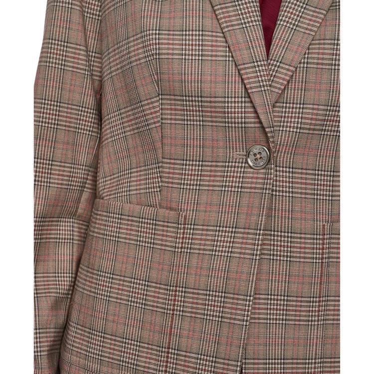 Womens Tommy Hilfiger Long Puff Sleeve One Button Plaid Blazer