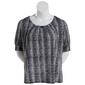 Plus Size Notations Short Sleeve Ombre Abstract Bar Neck Blouse - image 1