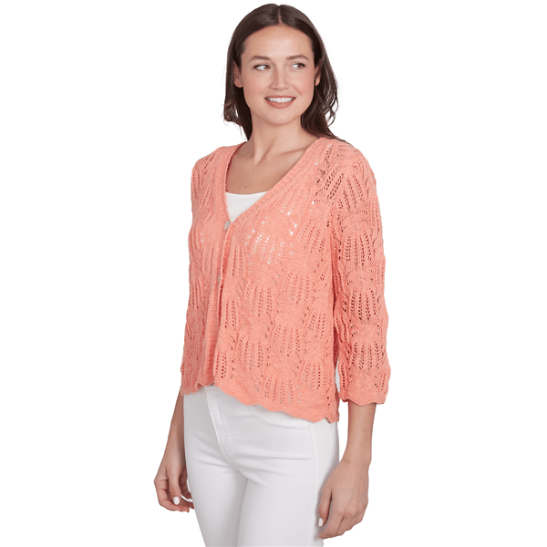 Womens Skye''s The Limit Spring Romance Pointelle Slub Cardigan