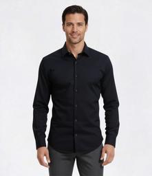 Mens Bill Blass Textured Stripe Modern Fit Dress Shirt - Black