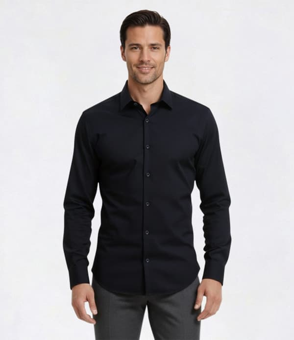 Mens Bill Blass Textured Stripe Modern Fit Dress Shirt - Black - image 