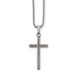 Mens Gentlemen's Classics Textured Stainless Steel Cross Necklace