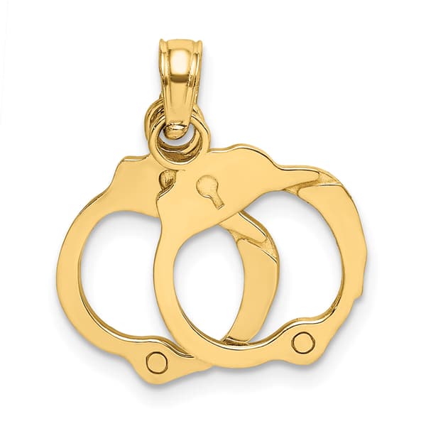 Unisex Gold Classics&#40;tm&#41; 14kt Gold Movable Handcuffs Pendant - image 