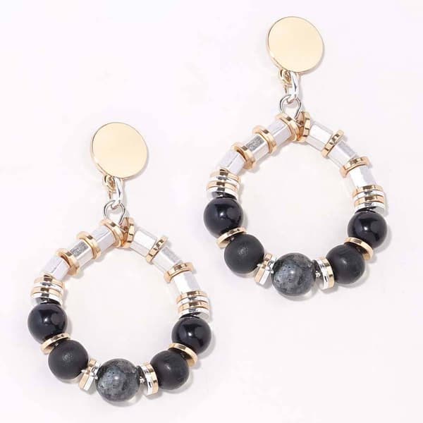 Ashley Cooper(tm) Black & Two-Tone Disc Teardrop Earrings - image 