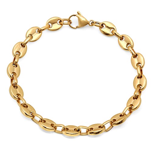 Mens Steeltime 18kt. Gold Plated Puff Mariner Link Bracelet - image 
