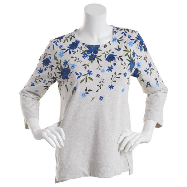 Petite Preswick & Moore 3/4 Sleeve Floral Placed Tee - image 