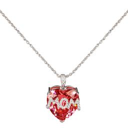 Gemstones Classics(tm) Silver Plated Ruby Mom Heart Necklace