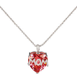 Gemstones Classics&#40;tm&#41; Silver Plated Ruby Mom Heart Necklace