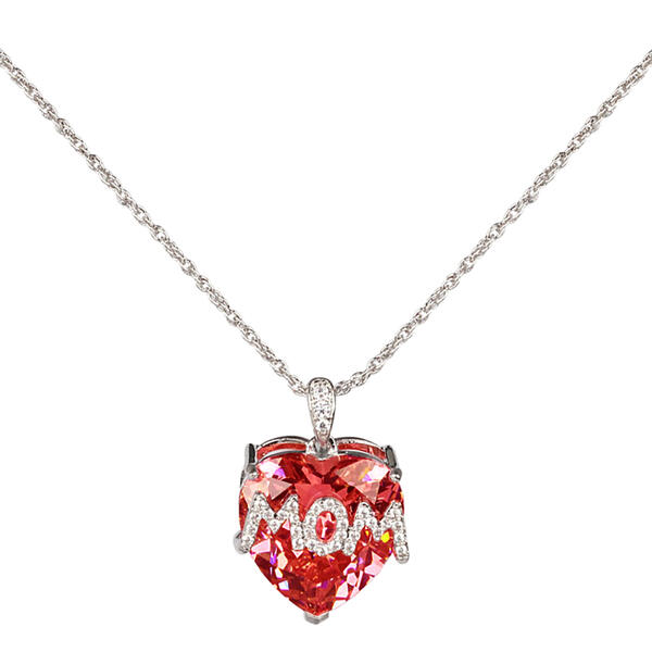 Gemstones Classics&#40;tm&#41; Silver Plated Ruby Mom Heart Necklace - image 