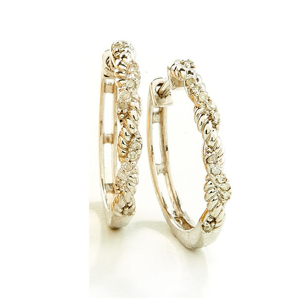 Diamond Classics&#40;tm&#41; Sterling Silver 1/10ctw. Hoop Earrings - image 
