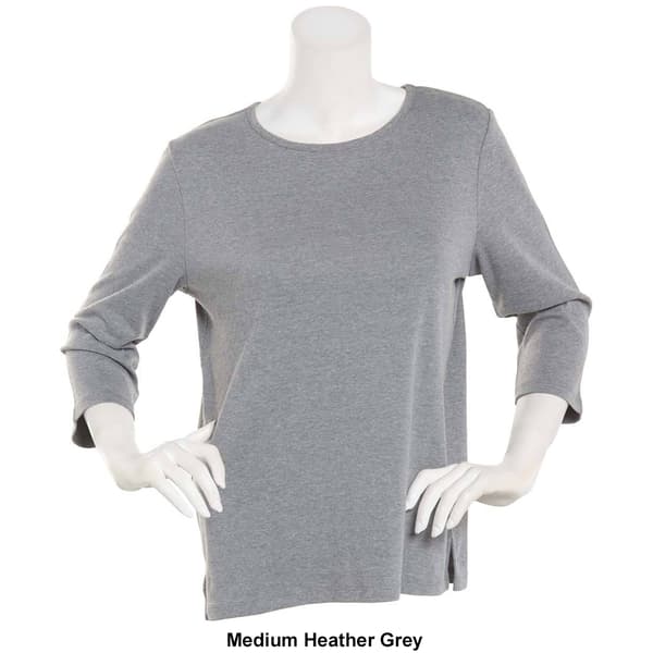 Petite Hasting &amp; Smith 3/4 Sleeve Solid Open Crew Neck Top