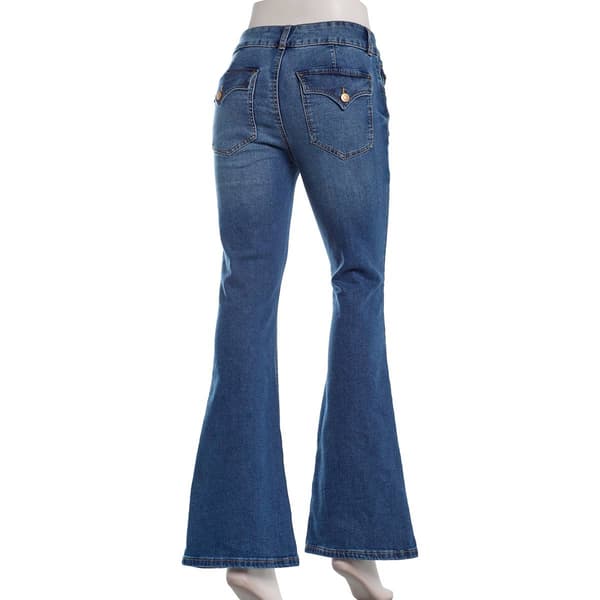 Juniors Celebrity Pink Mid Rise Flare Jeans w/ Flap Back Pockets