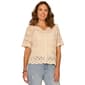 Womens Democracy Short Sleeve Crochet Button Down Blouse - image 1