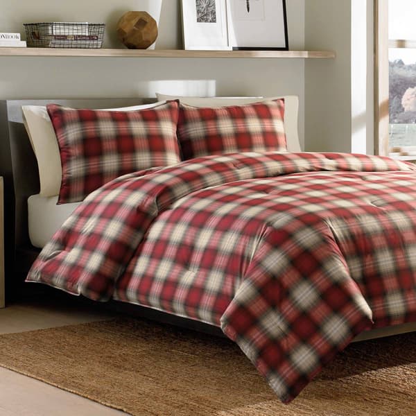 Eddie Bauer Navigation Plaid Red Comforter Set - image 