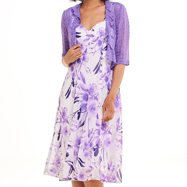 Womens Connected Apparel Crochet Jacket with Floral Dress
