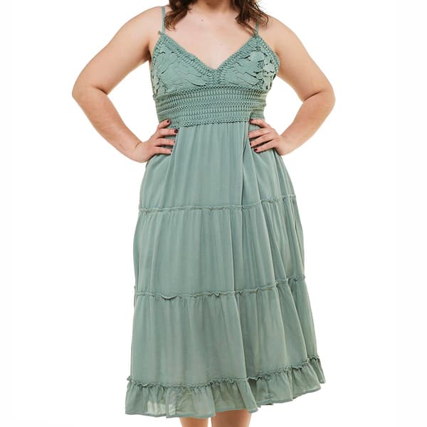 Juniors Plus No Comment Crochet Open Back Midi Dress