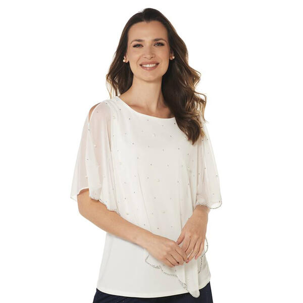 Plus Size MSK Farage Beaded Trim Overlay Blouse - image 