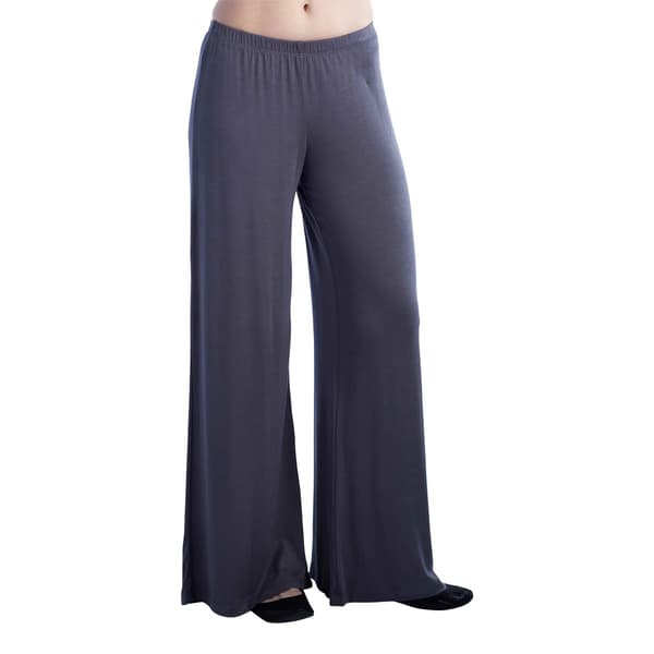Womens 24/7 Comfort Apparel Elastic Waist Flare Leg Palazzo Pants - image 