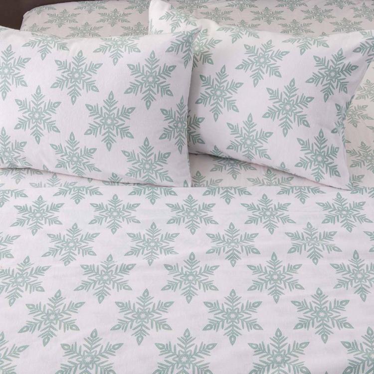 Freshfolds Turkish Cotton Snowflake Flannel 4pc. Sheet Set