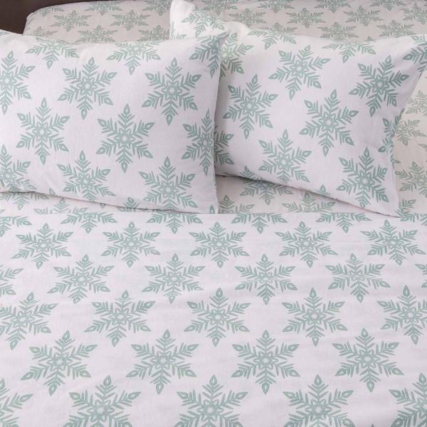 Freshfolds Turkish Cotton Snowflake Flannel 4pc. Sheet Set