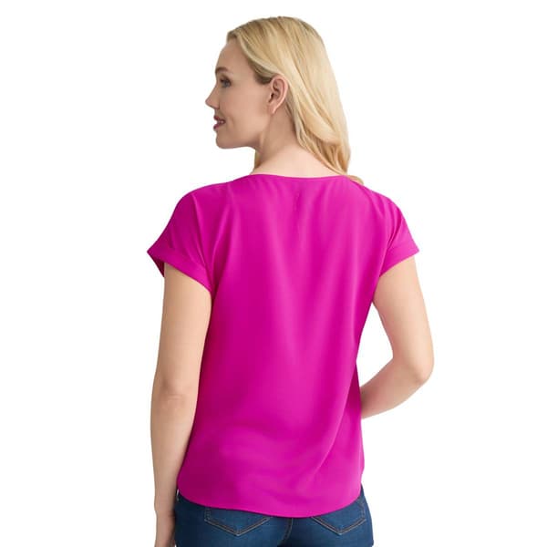 Womens Jones New York Cap Sleeve Side Button Detail Blouse