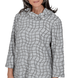 Petite Alfred Dunner Vail Feather Yarn Cowl Neck Blouse