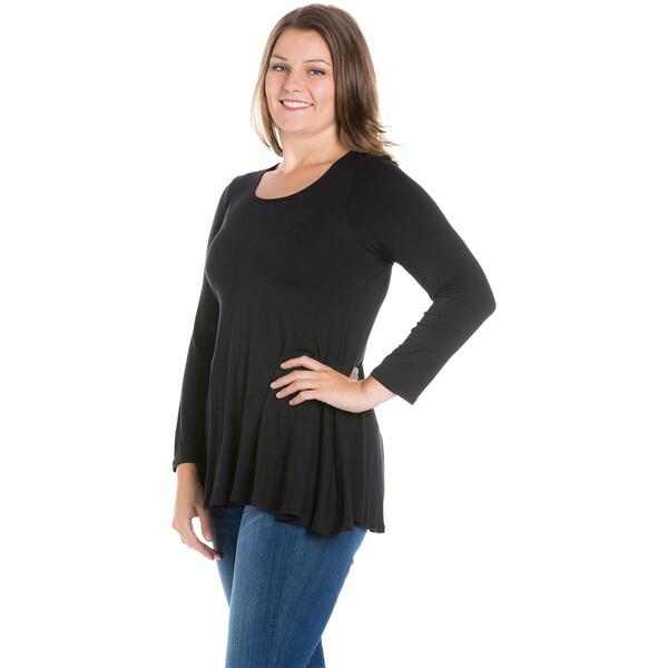 Plus Size 24/7 Comfort Apparel Poised Long Sleeve Swing Tunic