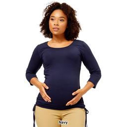 Womens Times Two Bracelet Sleeve Solid Side Tie Maternity Top