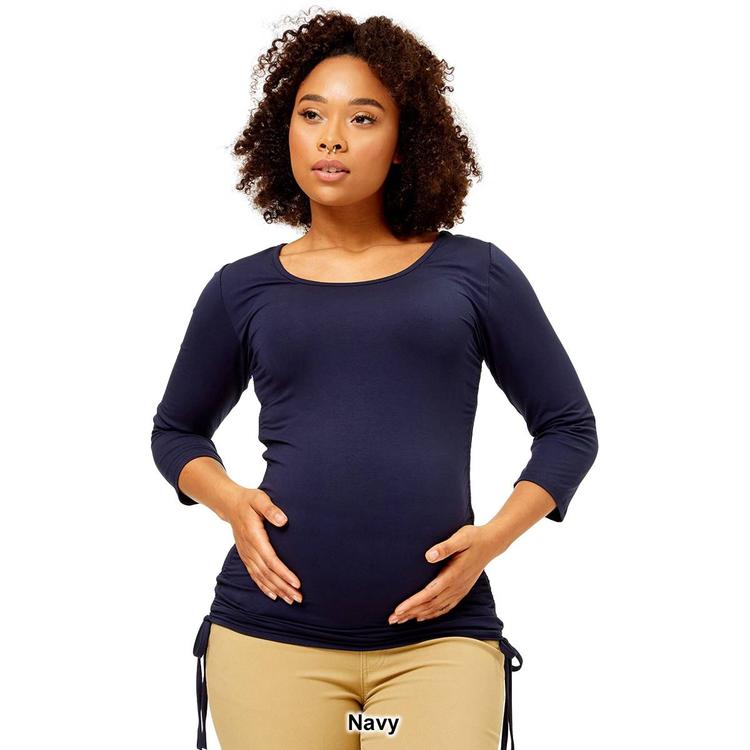 Womens Times Two Bracelet Sleeve Solid Side Tie Maternity Top