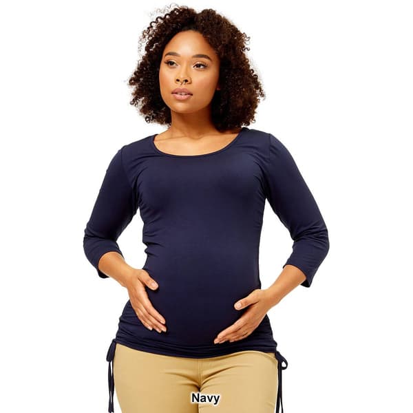 Womens Times Two Bracelet Sleeve Solid Side Tie Maternity Top