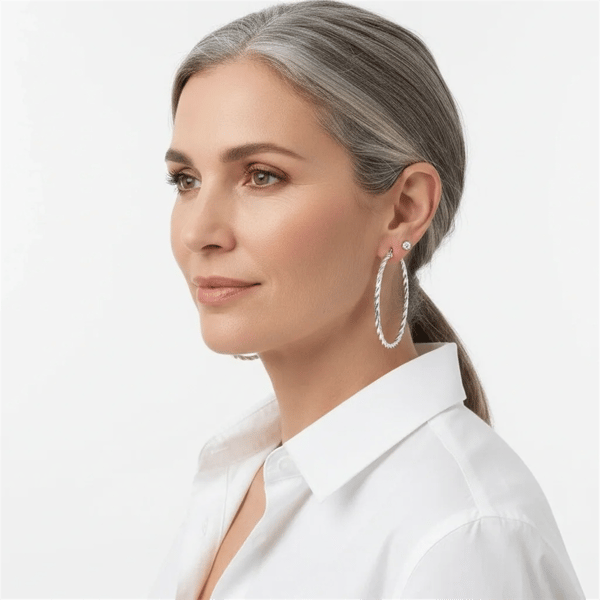 Saffron 50mm Stainless Steel Twisted Hoop Earrings