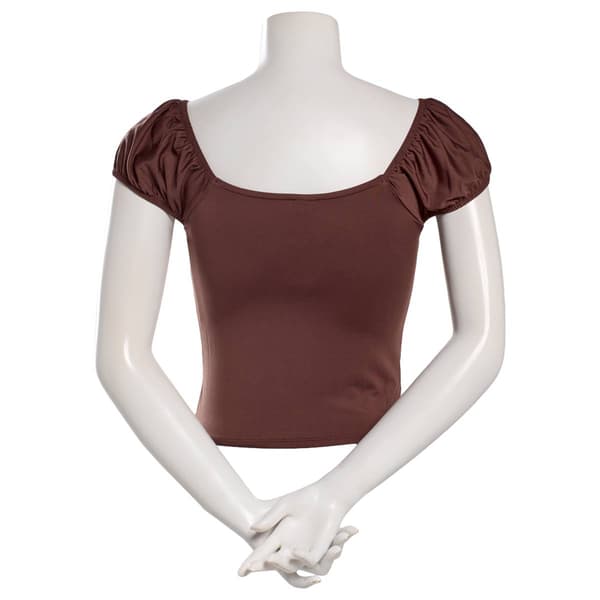 Juniors Derek Heart Fitted V-Neck Puff Sleeve Top w/ Shell