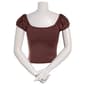Juniors Derek Heart Fitted V-Neck Puff Sleeve Top w/ Shell - image 2