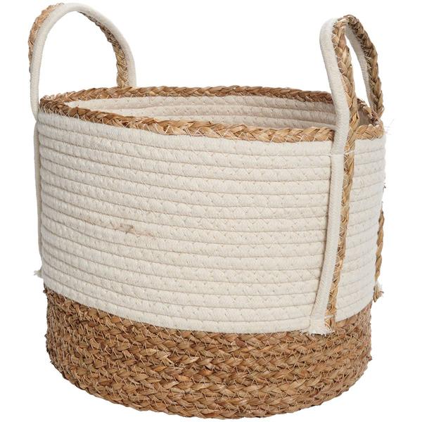 Prestige Patio Medium Cream Cotton Rope & Seagrass Basket - image 