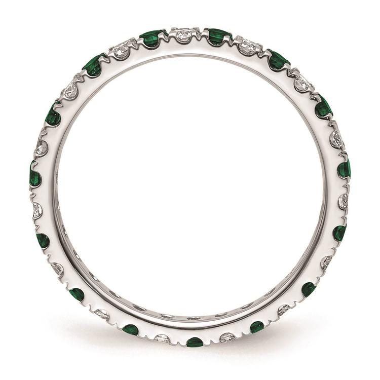 Pure Fire 14kt. White Gold Lab Created Emerald Eternity Band