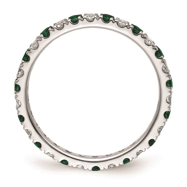 Pure Fire 14kt. White Gold Lab Created Emerald Eternity Band