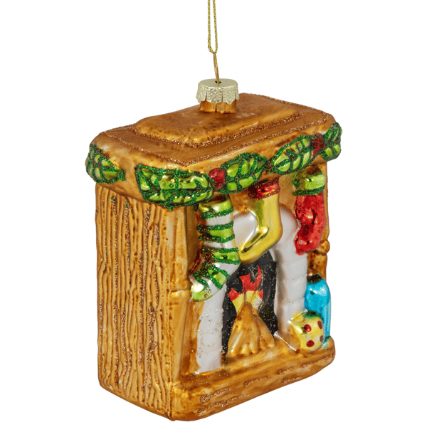 Northlight Bronze Glittered Fireplace Glass Christmas Ornament