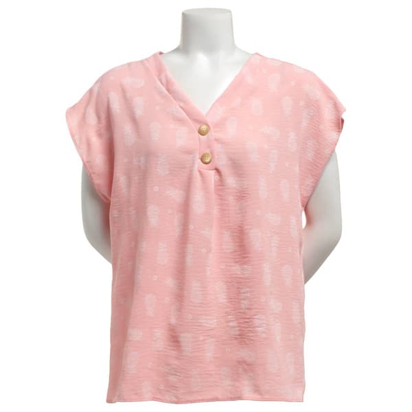 Womens C''est La Vie Dolman Sleeve Airflow Pineapple Blouse - image 
