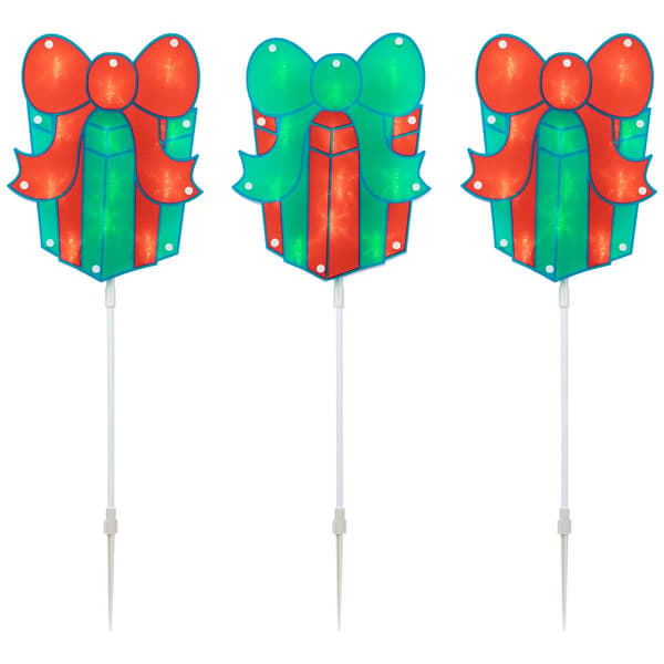 Northlight Seasonal Christmas Gift Box Pathway Markers - Set of 3