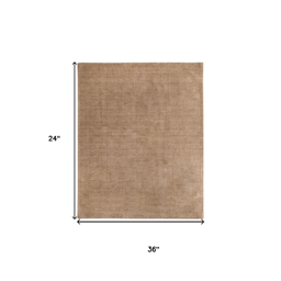 HomeRoots Tan Wool Hand Woven Accent Rug