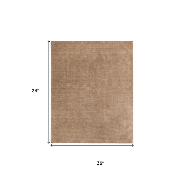 HomeRoots Tan Wool Hand Woven Accent Rug