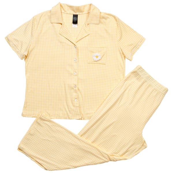 Womens Charmour Short Sleeve Notch Collar Capri Pajama Set - image 