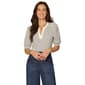 Womens Democracy Elbow Puff Sleeve Split Neck Stripe Blouse - image 1