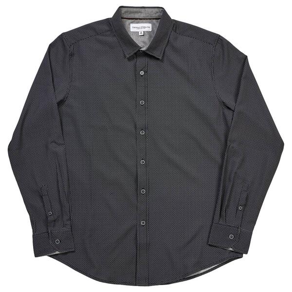 Mens Thomas Sterling Geometric Dots Long Sleeve Dress Shirt - image 
