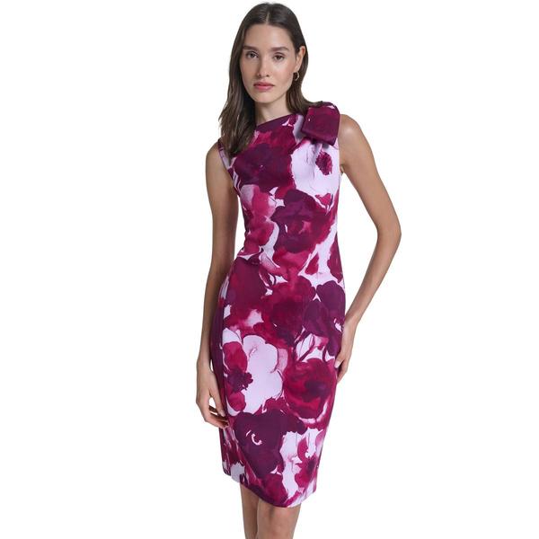Womens Calvin Klein Sleeveless Floral Scuba Sheath Dress