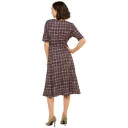 Womens Perceptions Elbow Sleeve Foil Plaid A-Line Dress