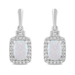 Gemstone Classics&#8482; Sterling Silver Created Cushion Opal Earrings