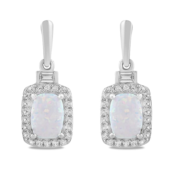 Gemstone Classics™ Sterling Silver Created Cushion Opal Earrings